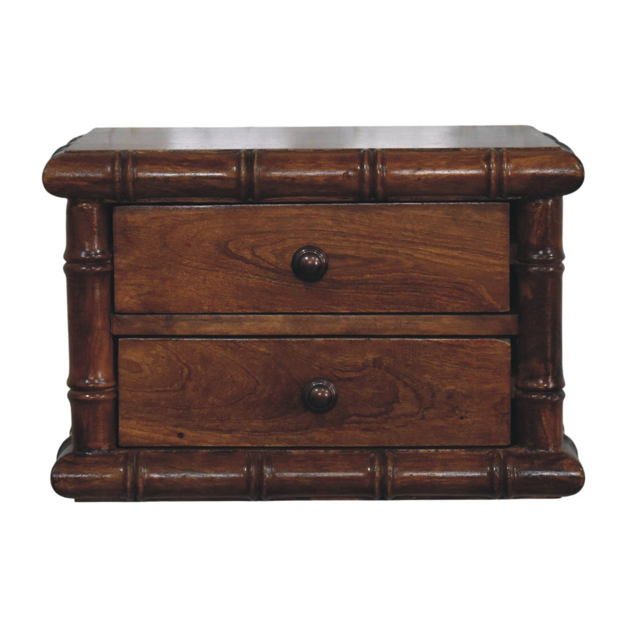 Bamboo Two Drawer Wall-Mounted Bedside - product view