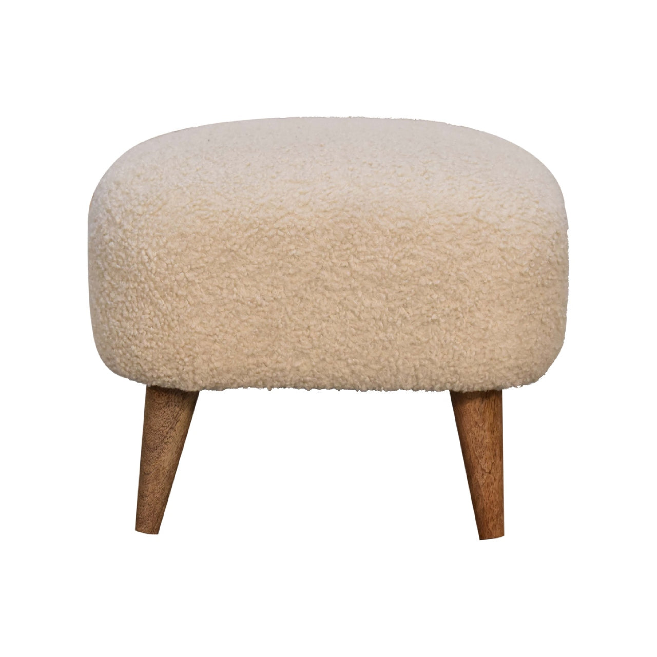 Boucle Cream Square Footstool - product view