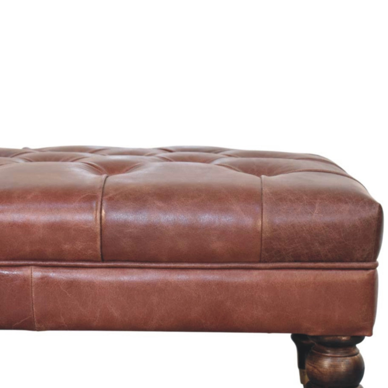 Buffalo Brown Leather Ottoman with Castor Legs - verified alternate view 4