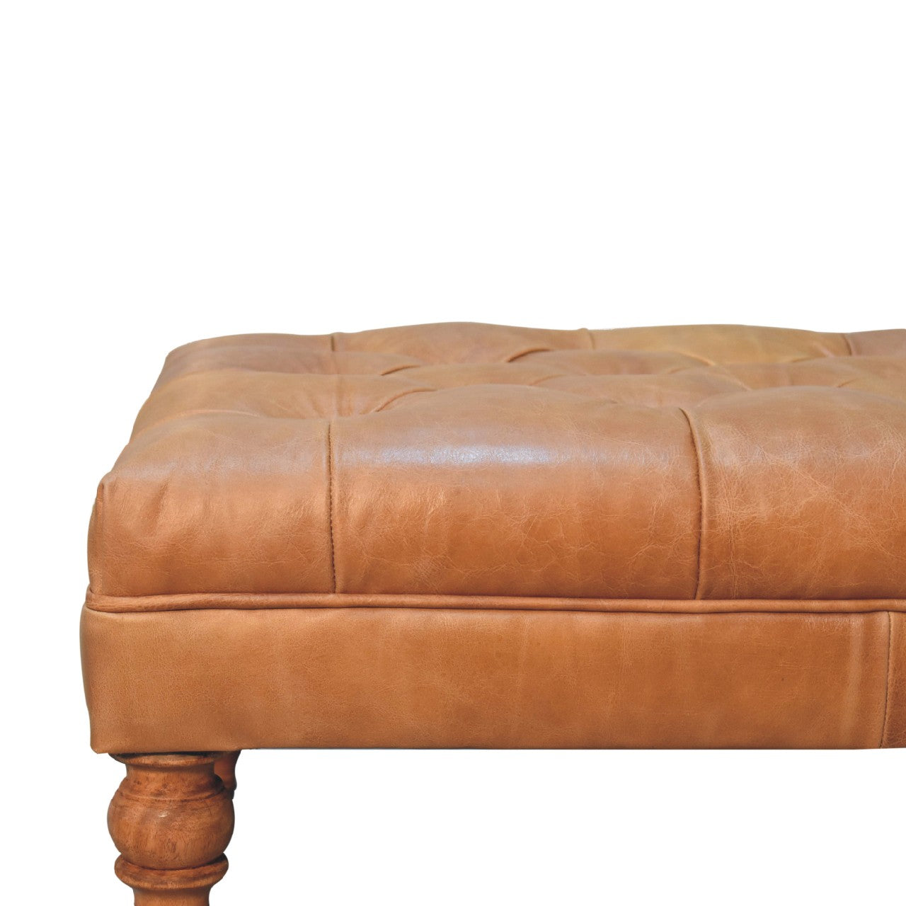 Buffalo Tan Leather Ottoman with Castor Legs - verified alternate view 4