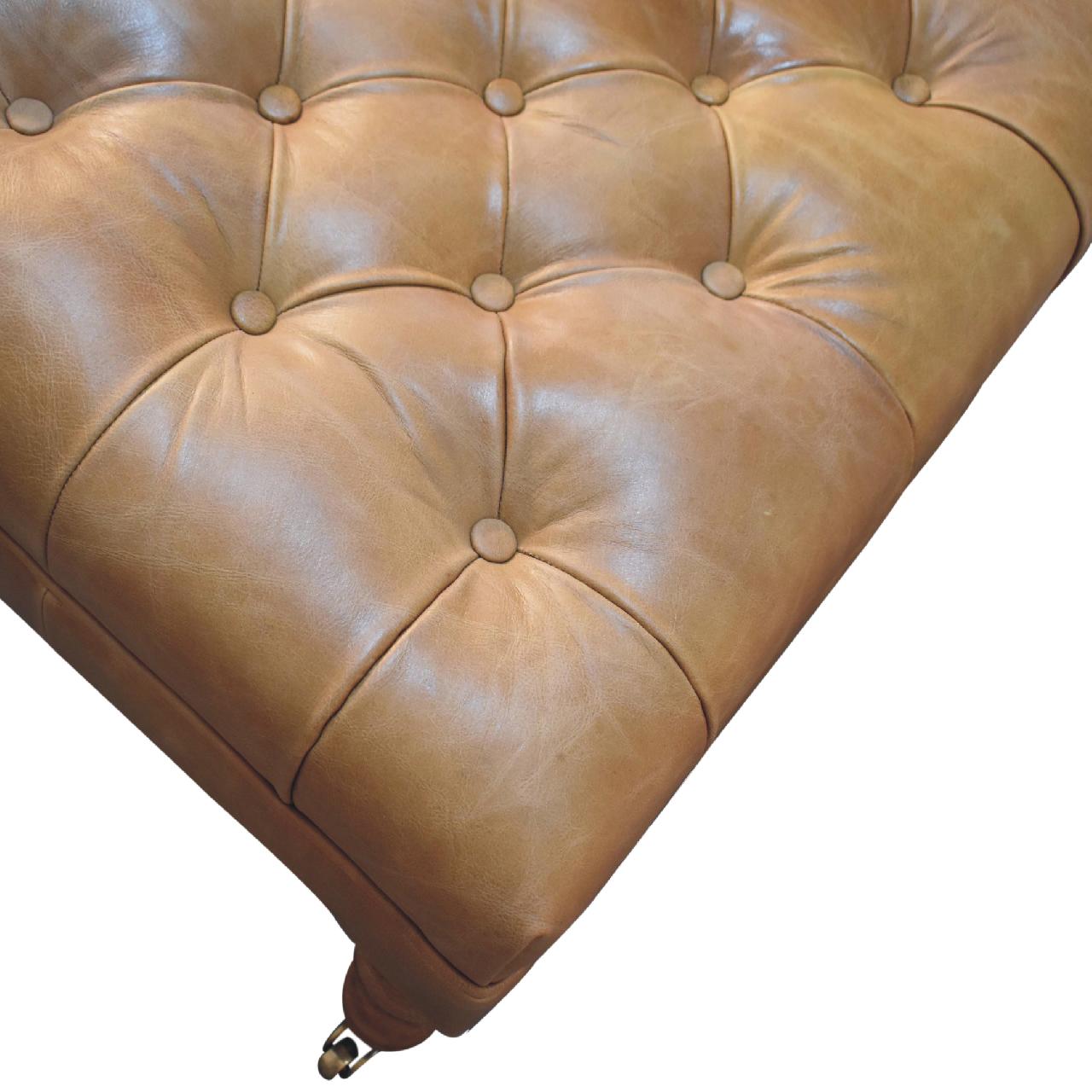 Buffalo Tan Leather Ottoman with Castor Legs - verified alternate view 5