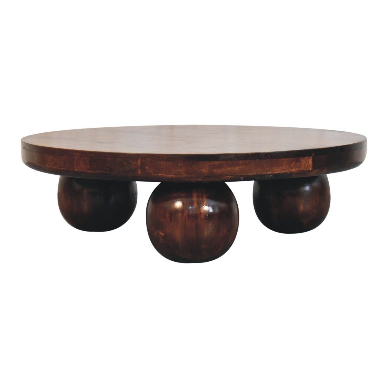 California Walnut Central Table with Ball Feet - product view