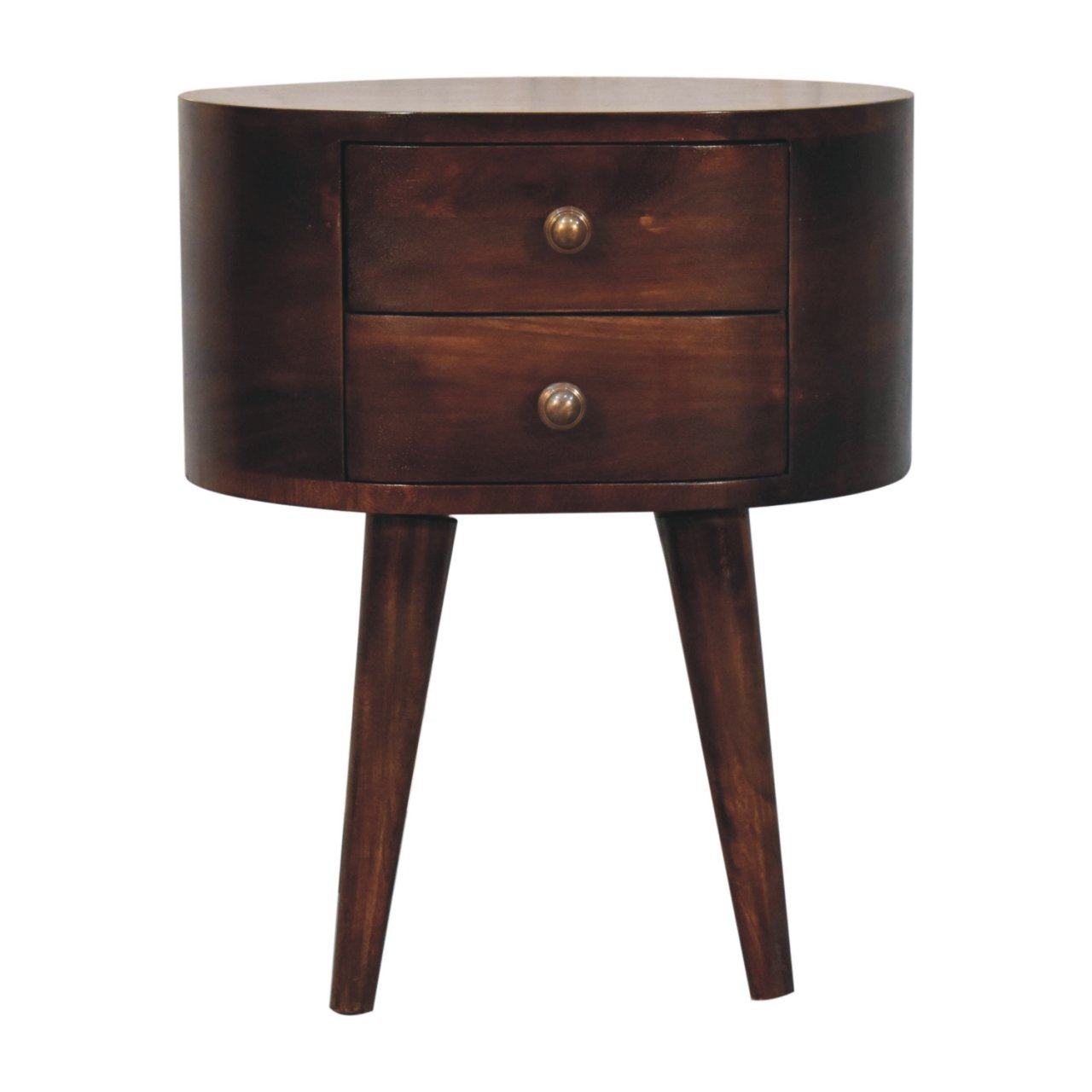 California Walnut Rounded Bedside Table - product view