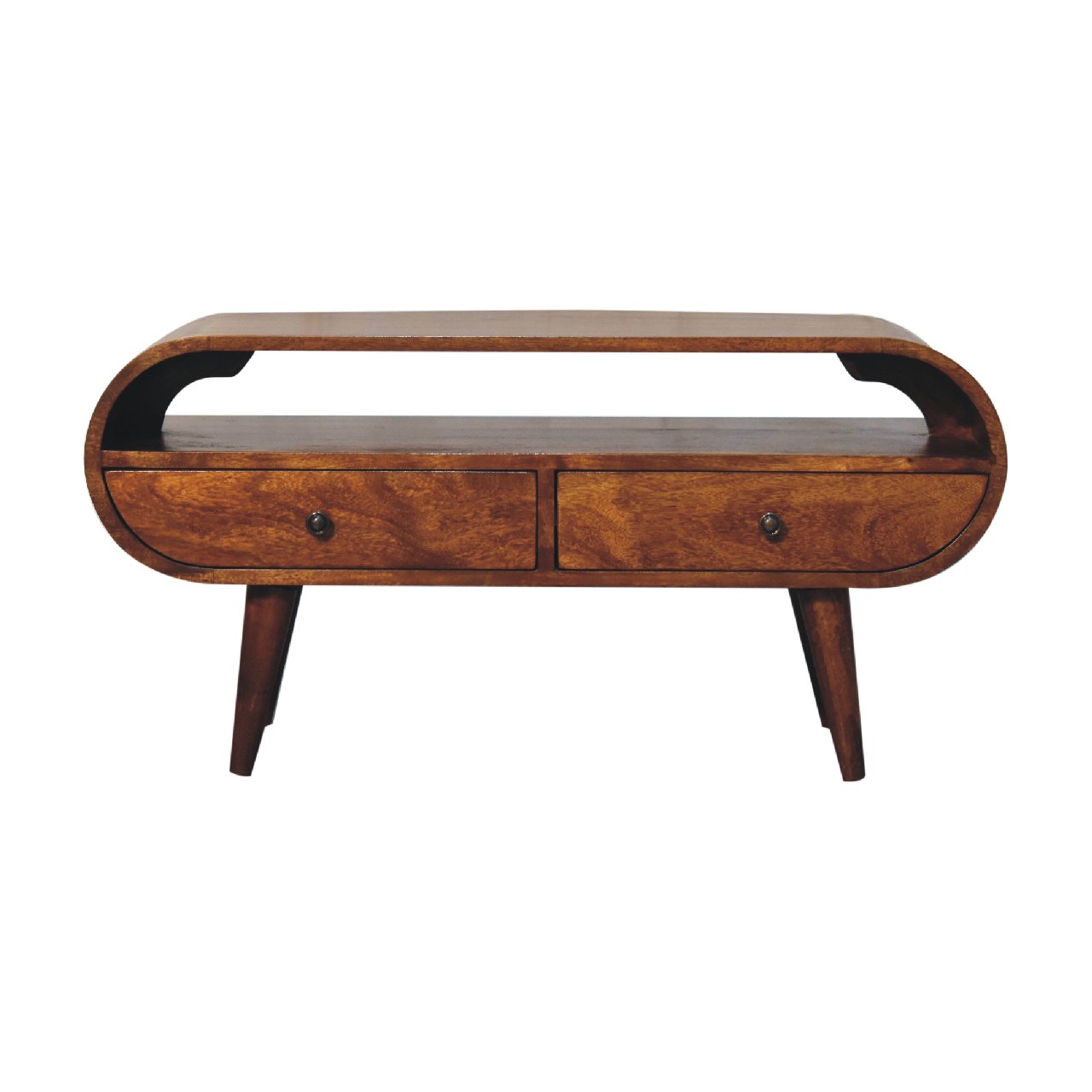 Chestnut Circular TV Stand - product view