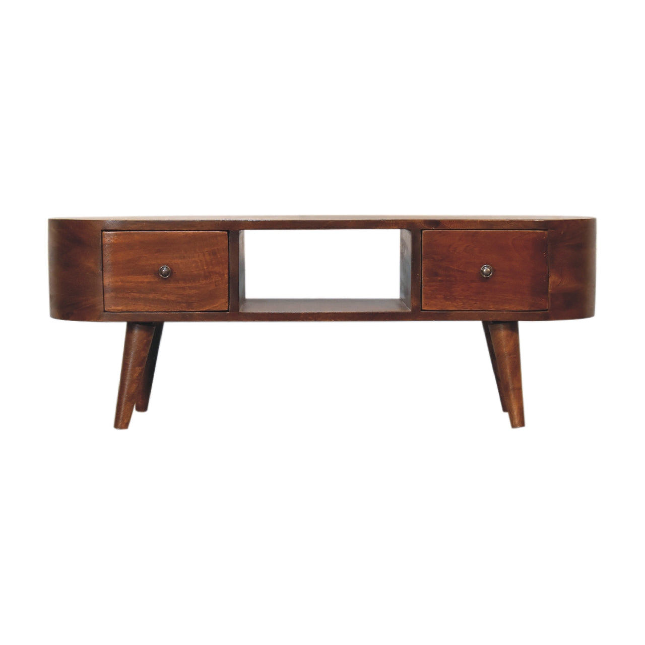 Chestnut Round Open Media Unit - product view
