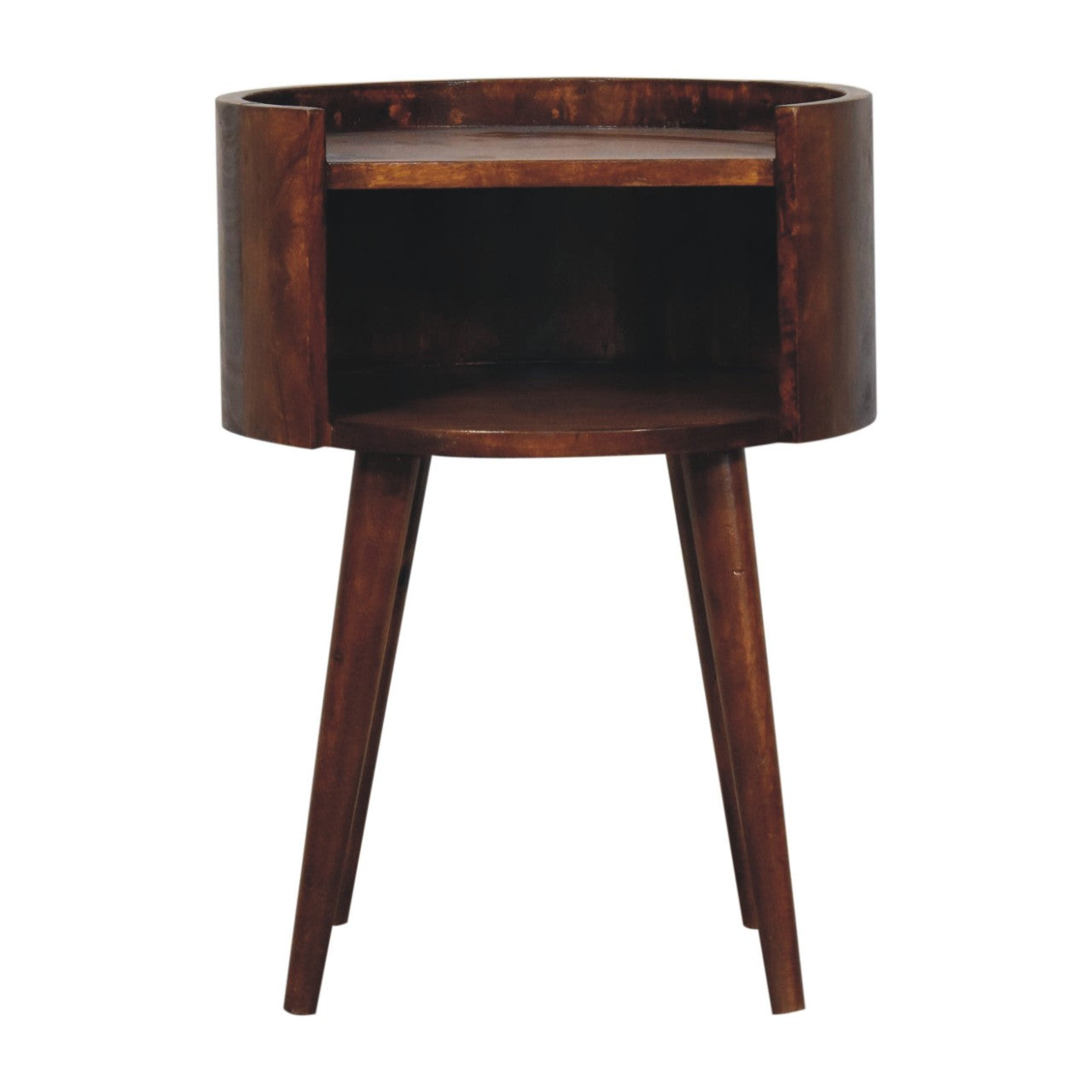 Chestnut Round Open Slot Bedside - product view