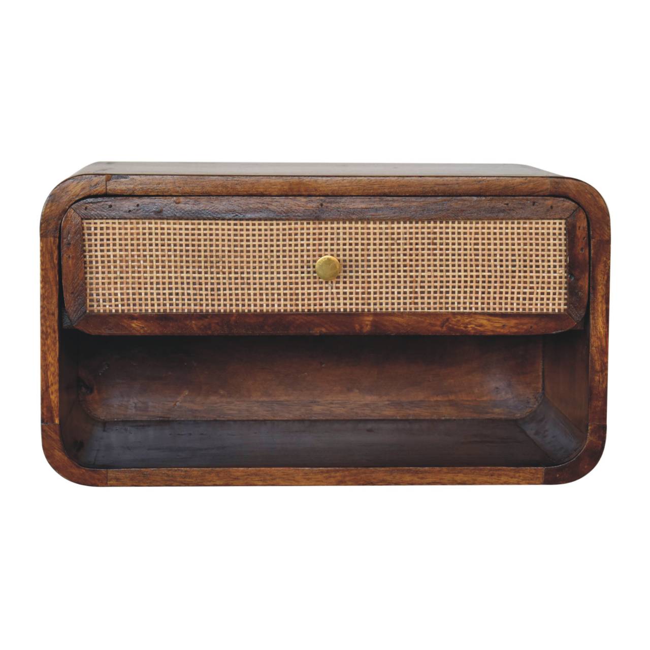Chestnut Wall Mounted Open Woven Bedside - product view