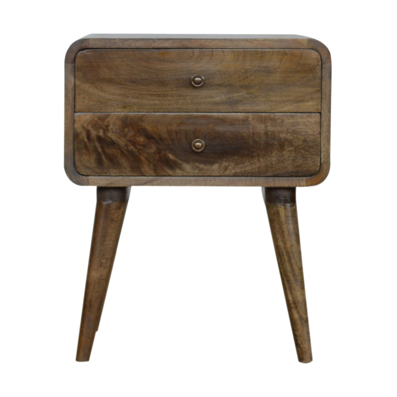 Curved Classic Grey Washed Nightstand - product view