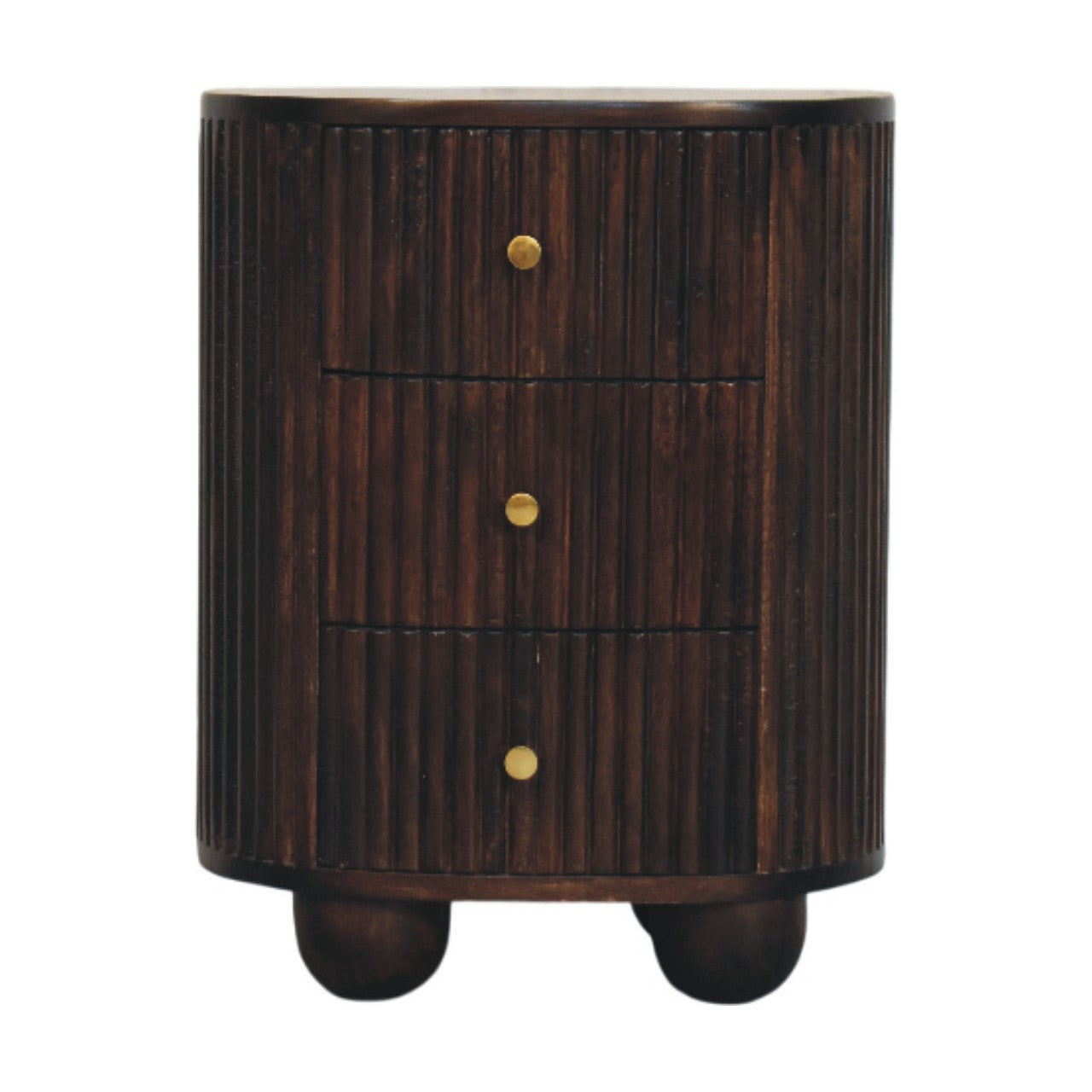 Curved Fluted 3-Drawer Bedside - product view