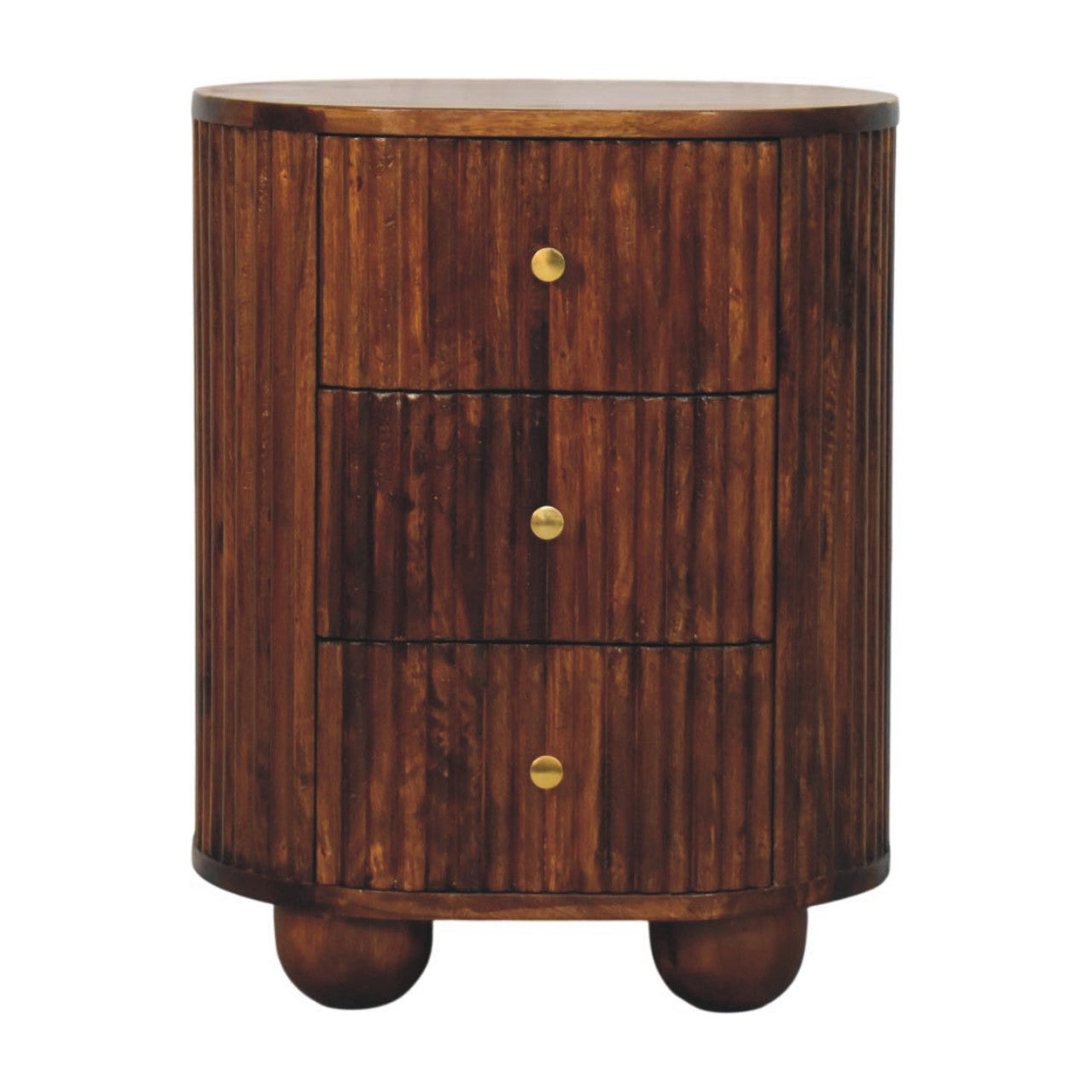 Curved Fluted Bedside Chest - product view
