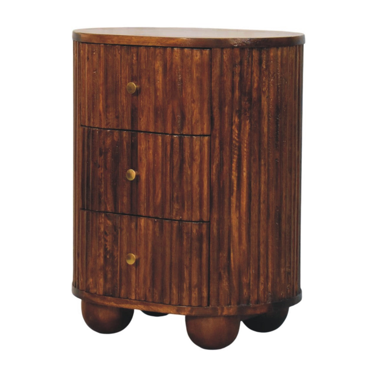 Curved Fluted Bedside Chest - detail view