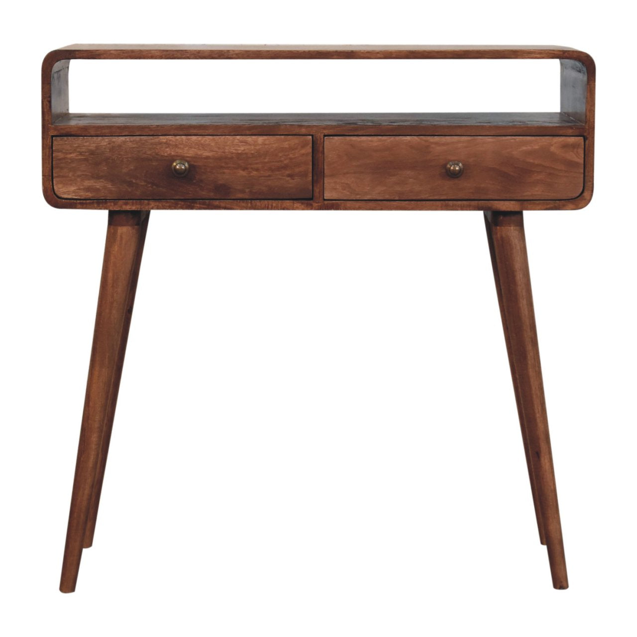 Curved Honey Caramel Console Table - product view
