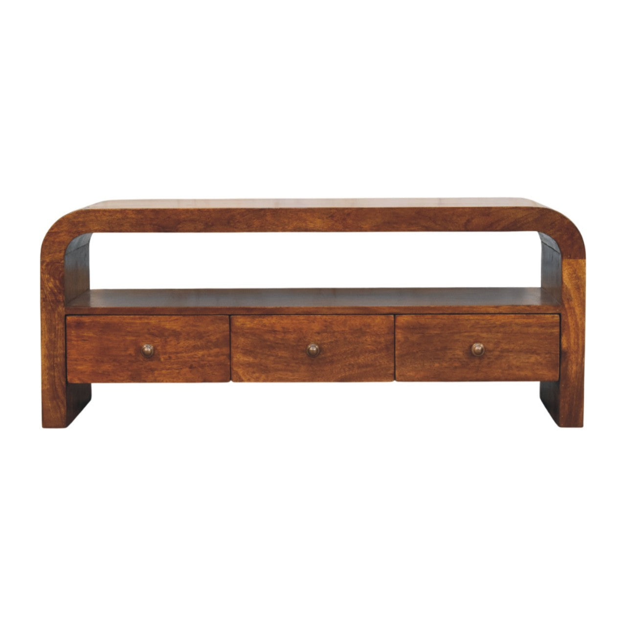 Darcy 3 drawer Open Shelf Chestnut Media unit - product view