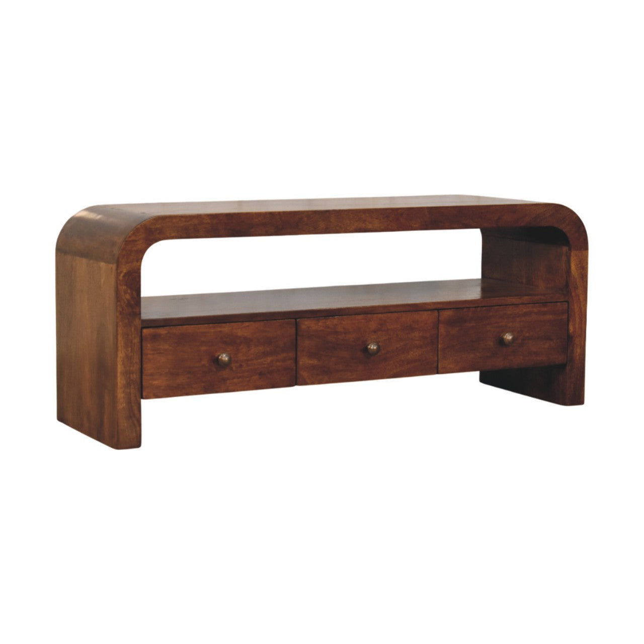 Darcy 3 drawer Open Shelf Chestnut Media unit - verified alternate view 2