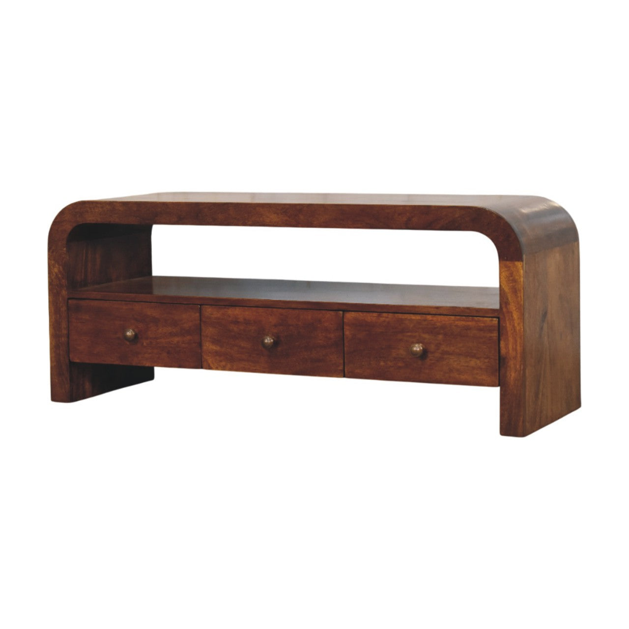 Darcy 3 drawer Open Shelf Chestnut Media unit - verified alternate view 3