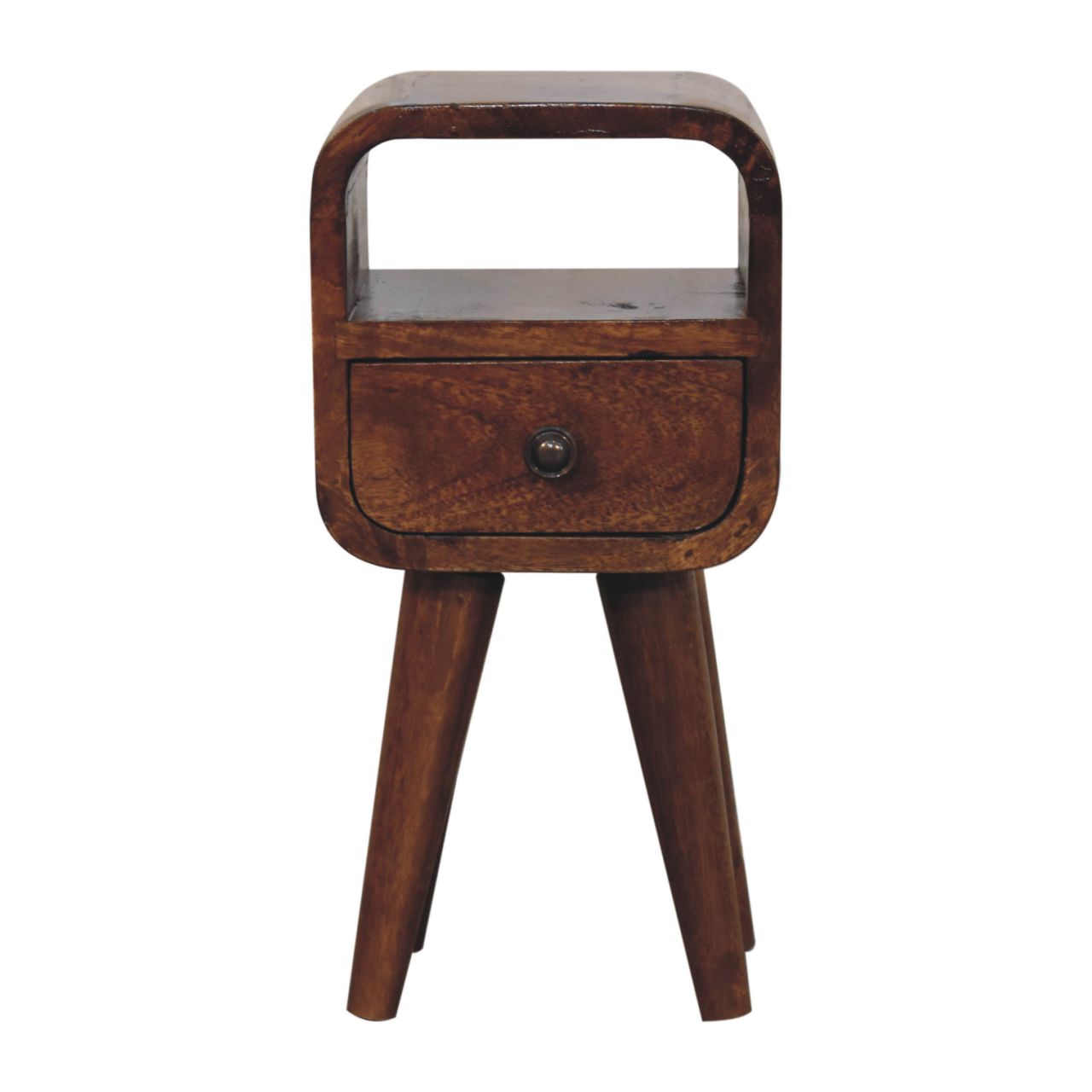 Extra Mini Chestnut Curve Open Slot Bedside - product view