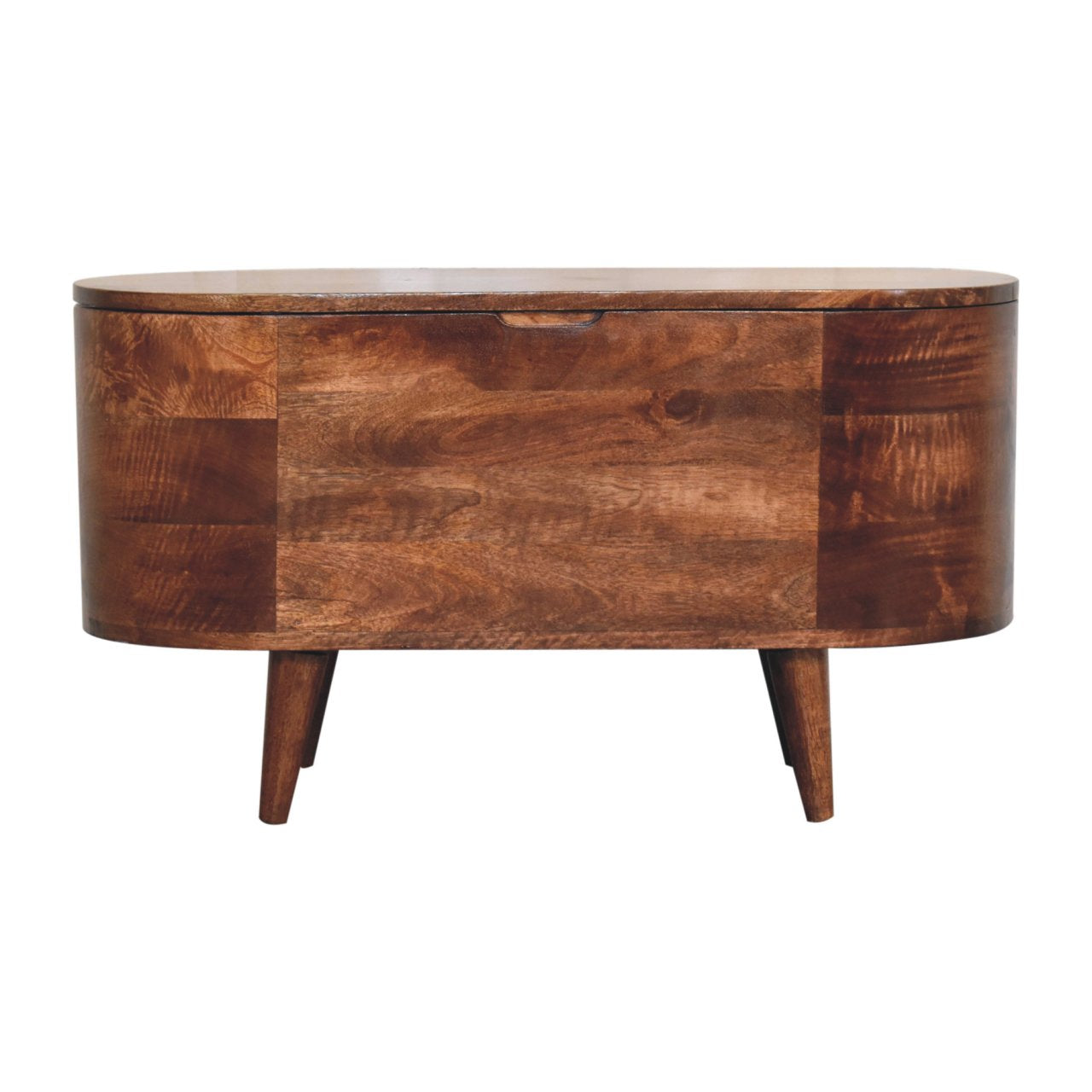 Honey Caramel Rounded Lid up Blanket Box - product view