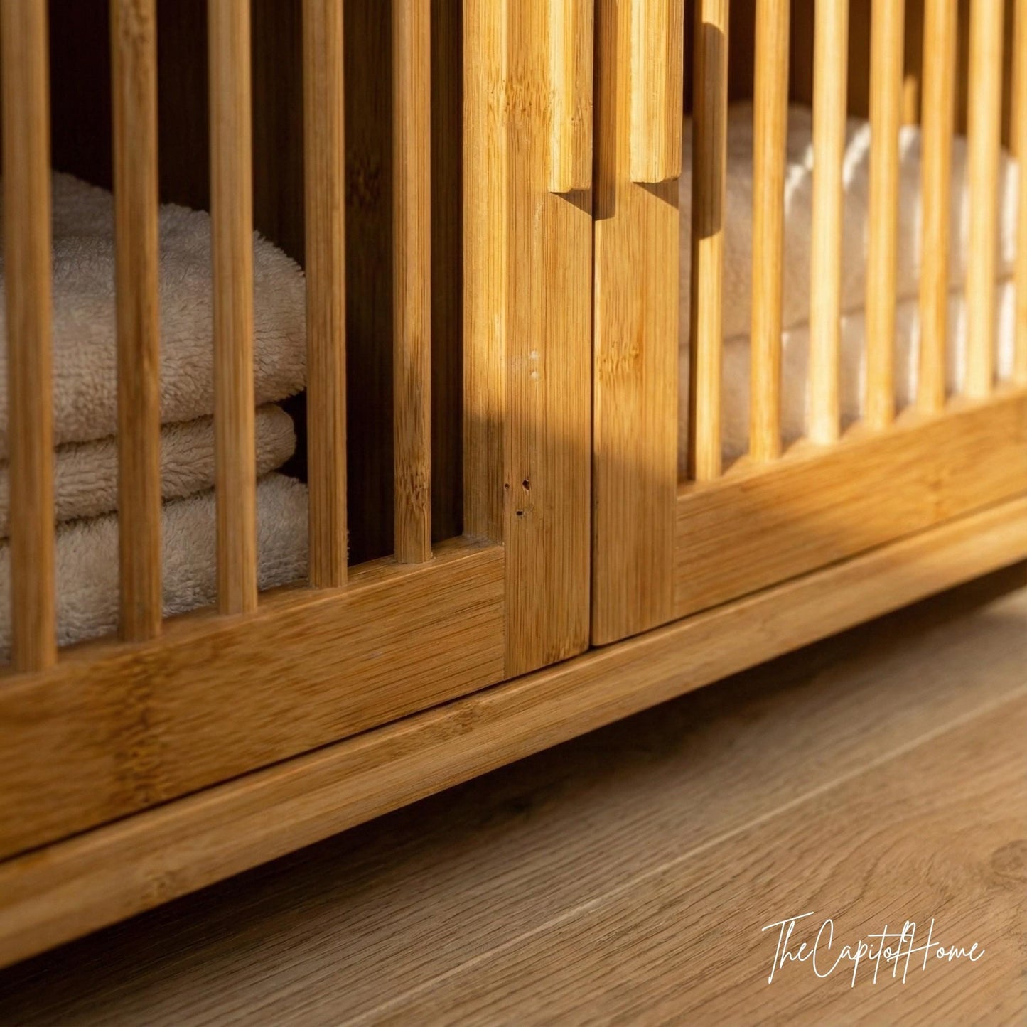 Bamboo 5-Tier Freestanding Shelf – Japandi Living Room Display & Storage Organizer