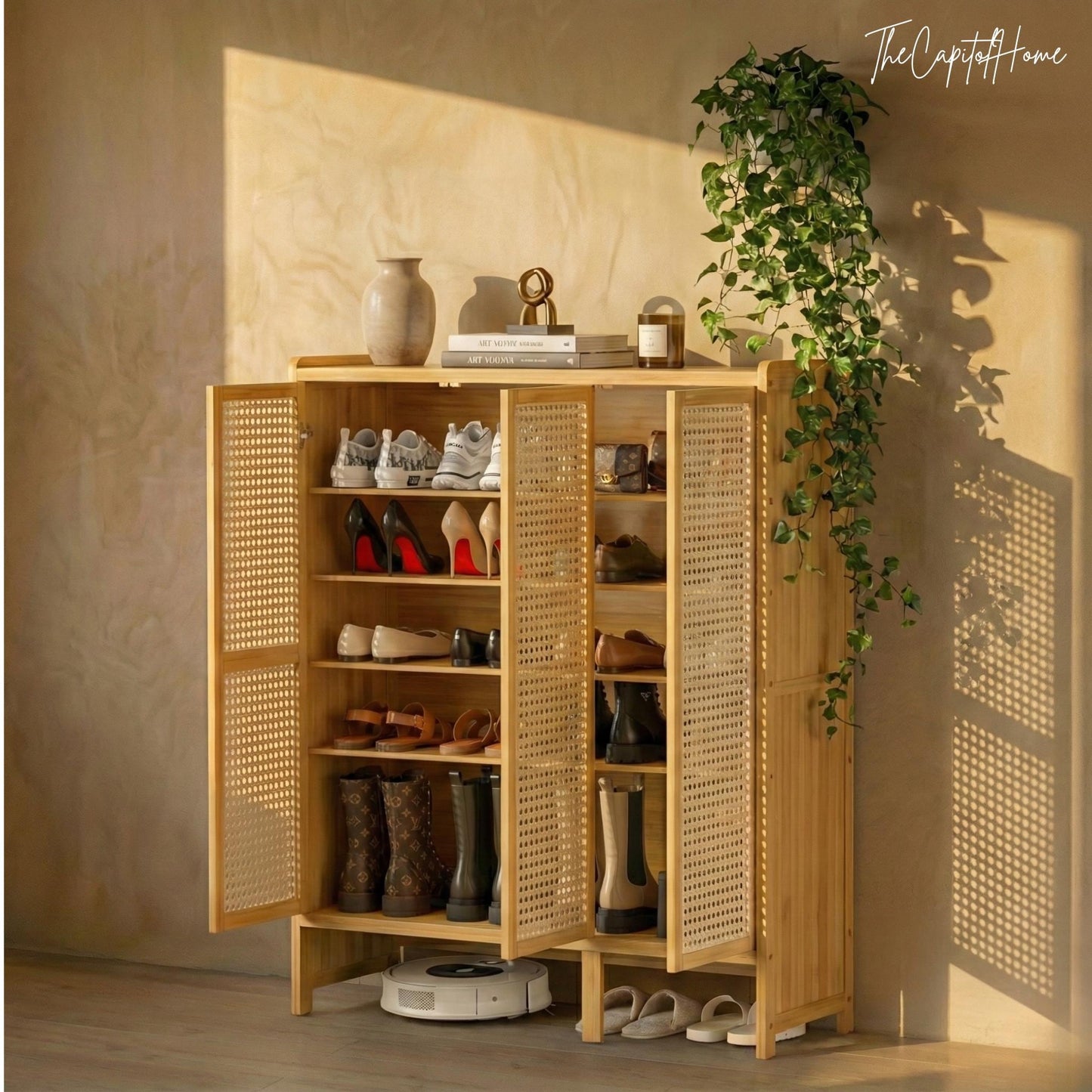 Bamboo 5-Tier Shoe Rack – Freestanding Entryway Storage Organizer, Natural & Eco-Friendly