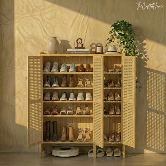 Bamboo 5-Tier Shoe Rack – Freestanding Entryway Storage Organizer, Natural & Eco-Friendly