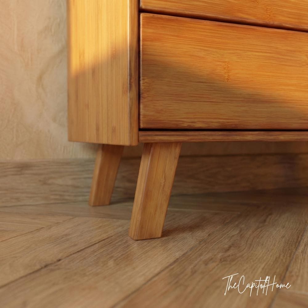 Bamboo Console Table | Japanese Entryway Cabinet with Acrylic Doors | Japandi Storage