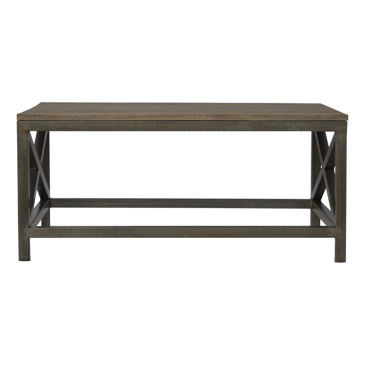 Industrial Cross Metal Oatmeal Coffee Table - product view