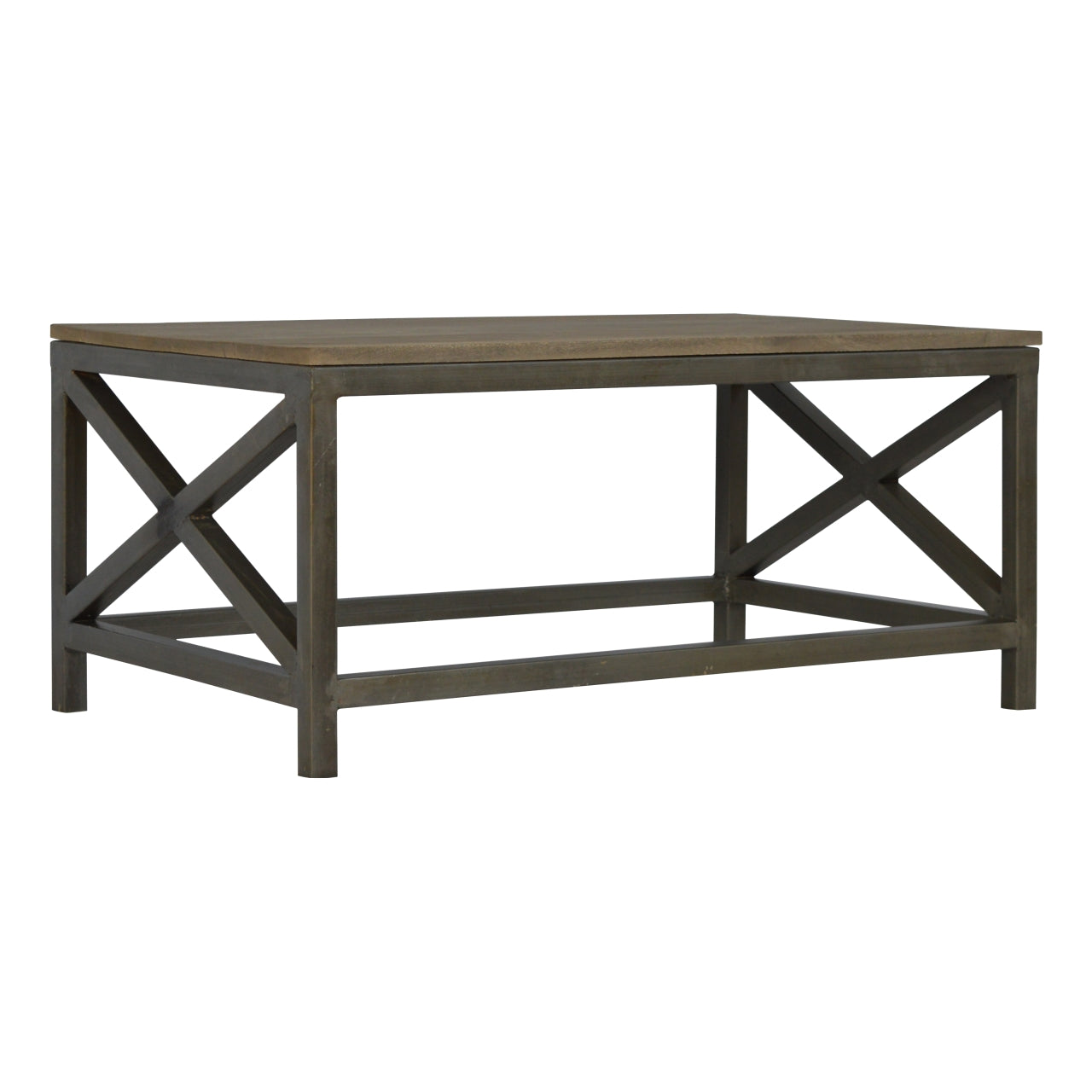 Industrial Cross Metal Oatmeal Coffee Table - verified alternate view 2