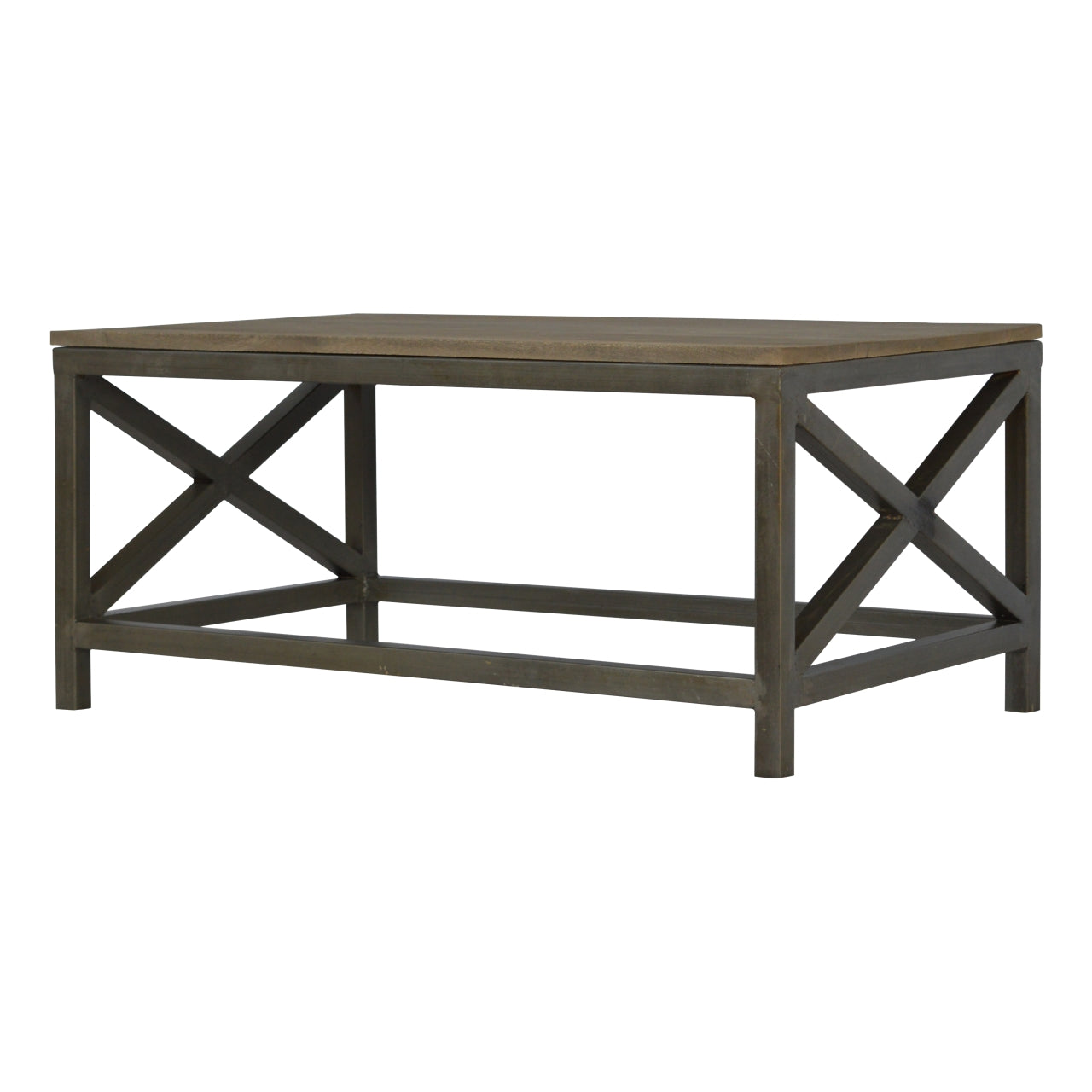 Industrial Cross Metal Oatmeal Coffee Table - verified alternate view 3