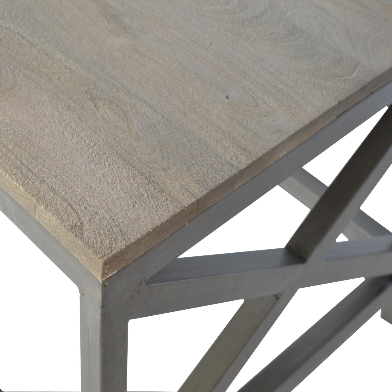 Industrial Cross Metal Oatmeal Coffee Table - verified alternate view 4