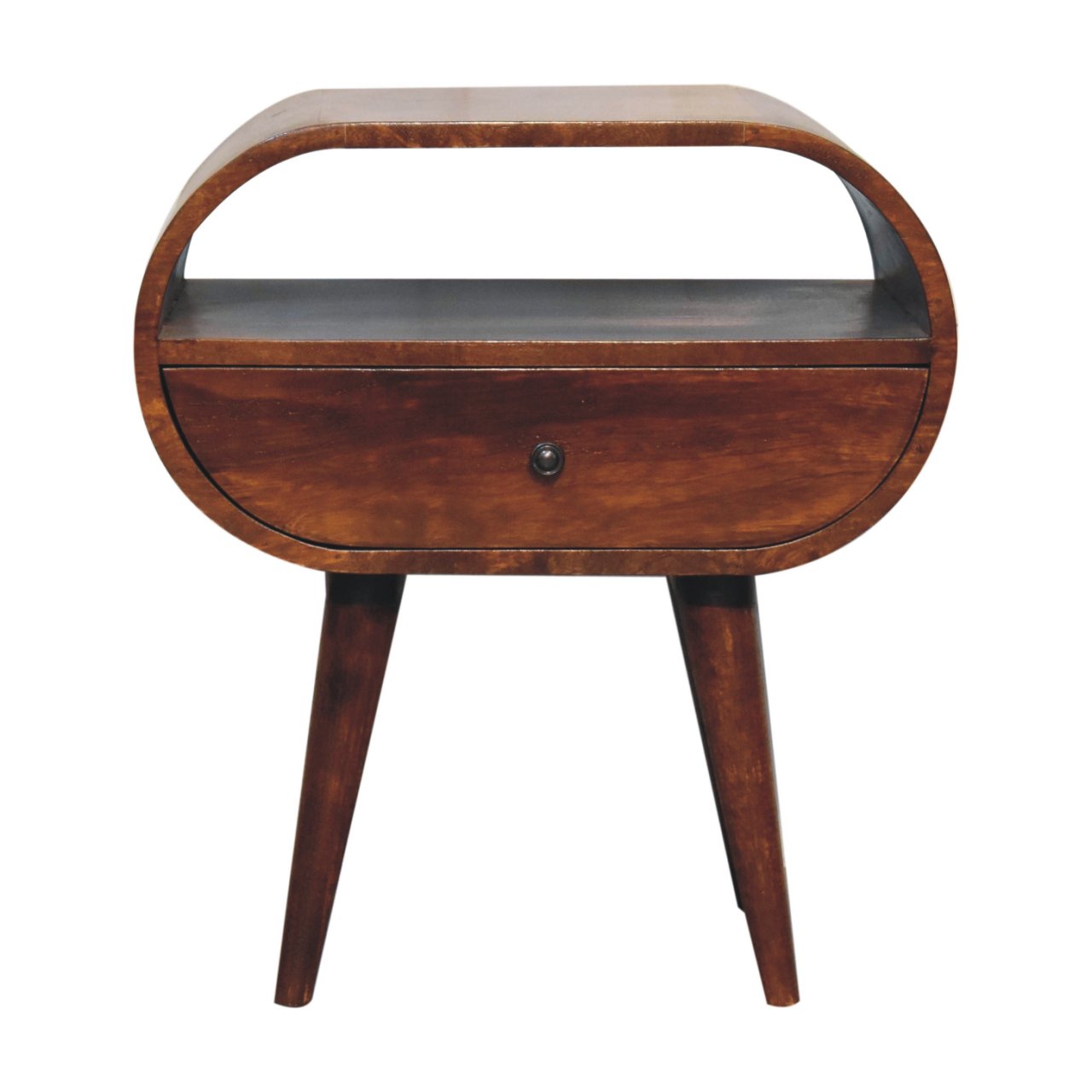 Large Chestnut Circular Open Bedside - product view