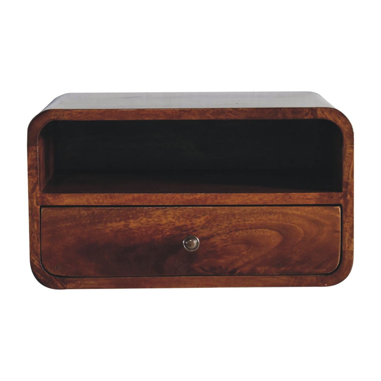 Large Chestnut Curve Upper Slot Floating Bedside - product view