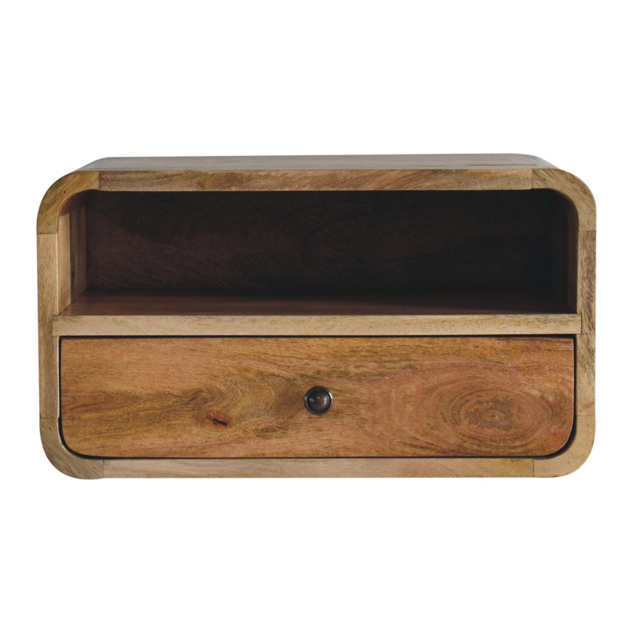 Large Oak-ish Curve Upper Slot Floating Bedside - product view