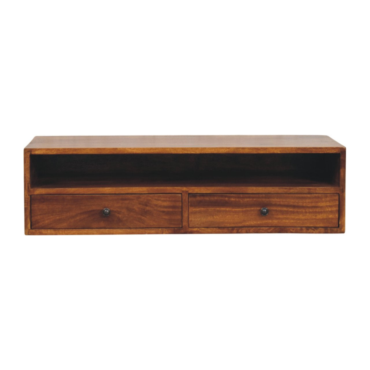 Lunar 2 Drawer Chestnut Wall Mounted Media Unit - product view