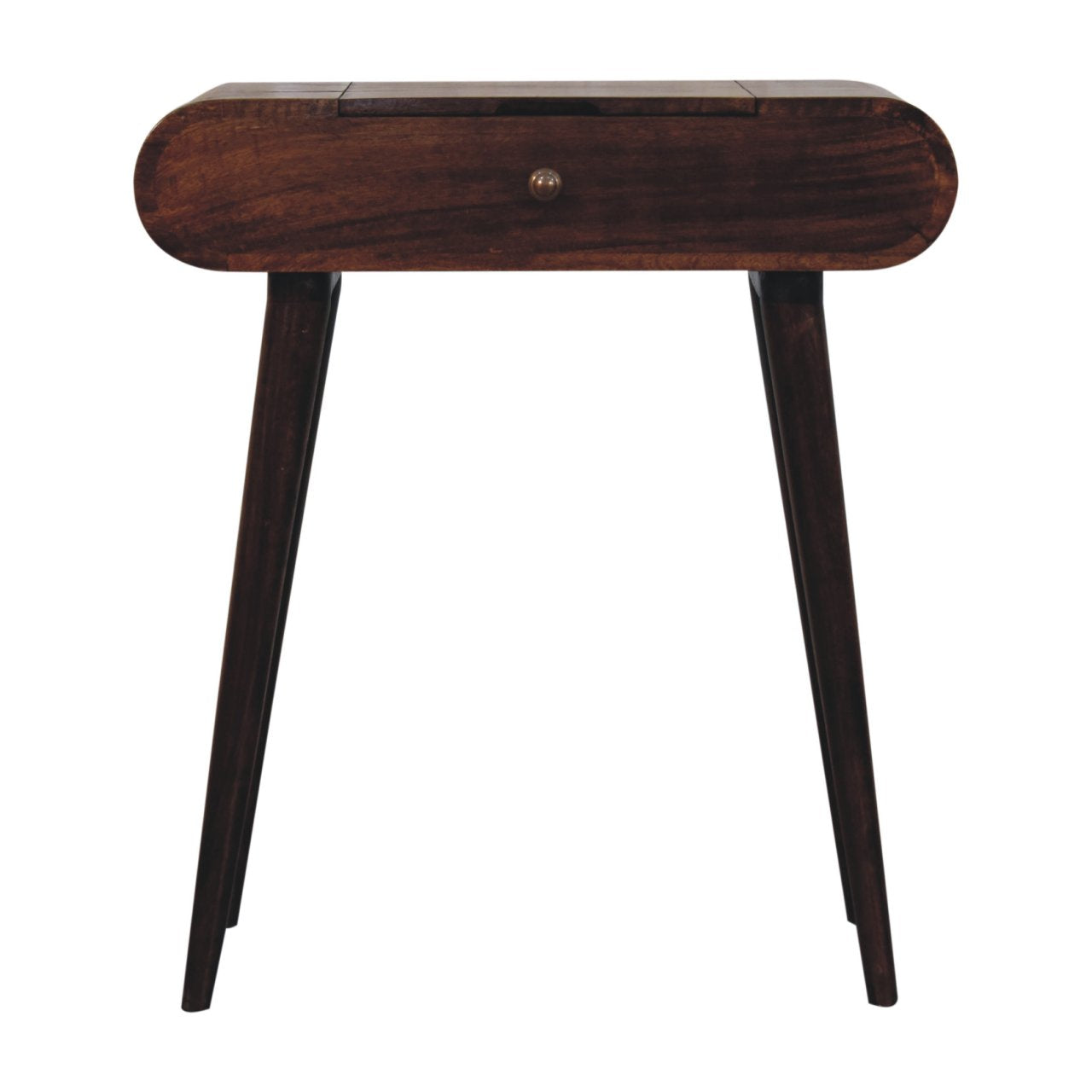 Mini California Walnut Dressing Table with Foldable Mirror - product view