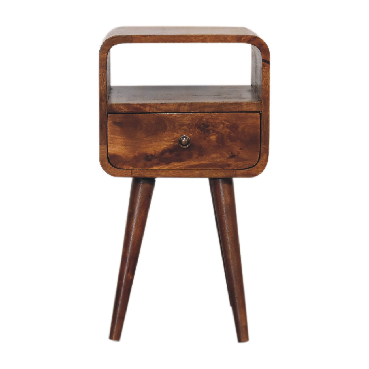 Mini Chestnut Curve Open Nightstand - product view