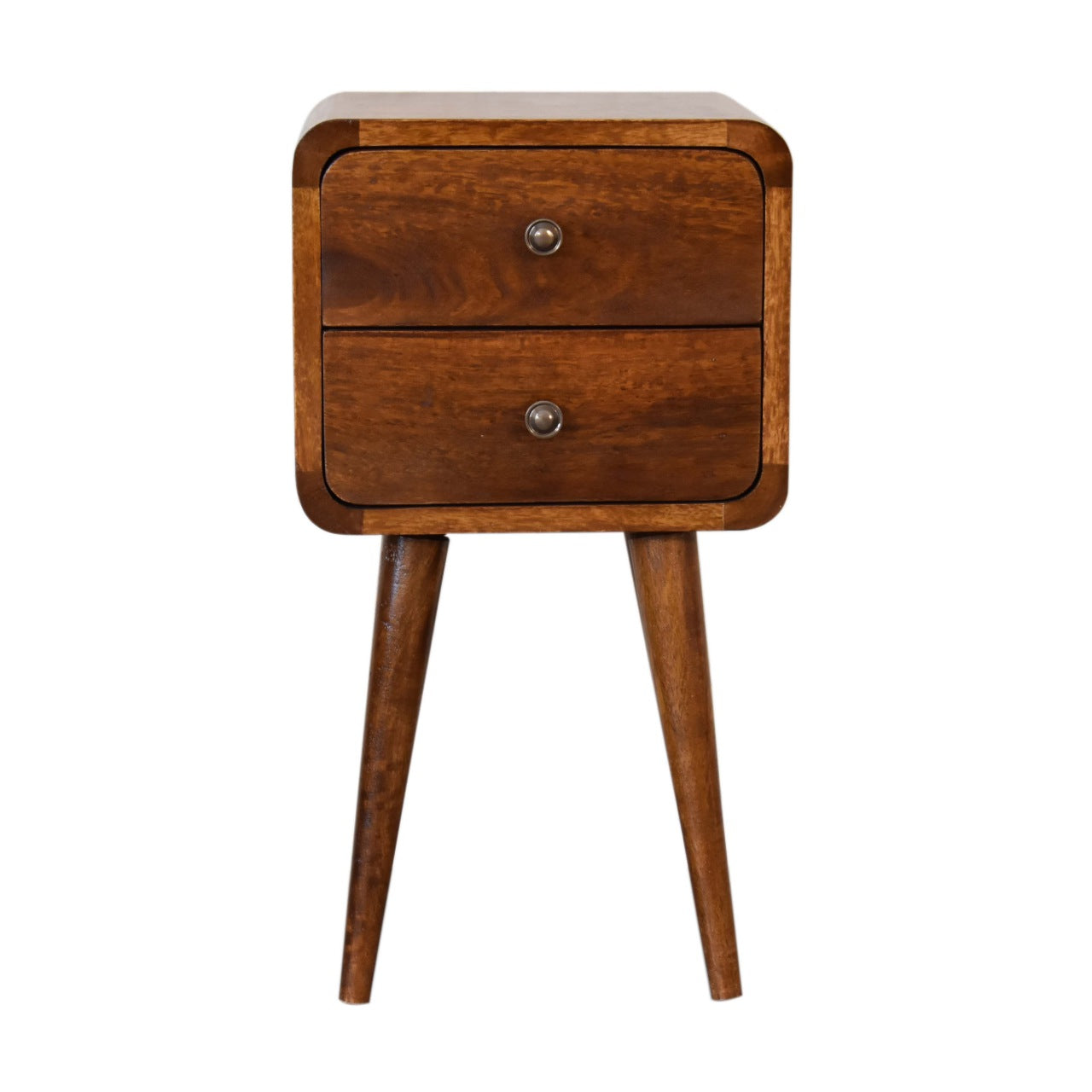 Mini Chestnut Curved Nightstand - product view