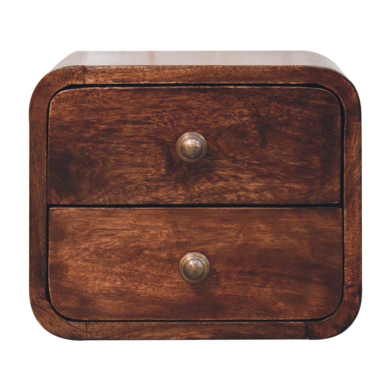 Mini Curved California Walnut Wall Mounted Bedside - product view