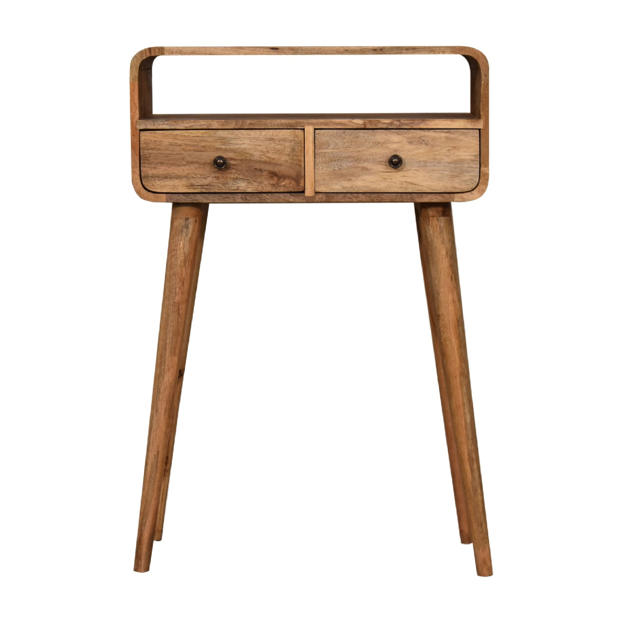 Mini Curved Oak-ish Console Table - product view