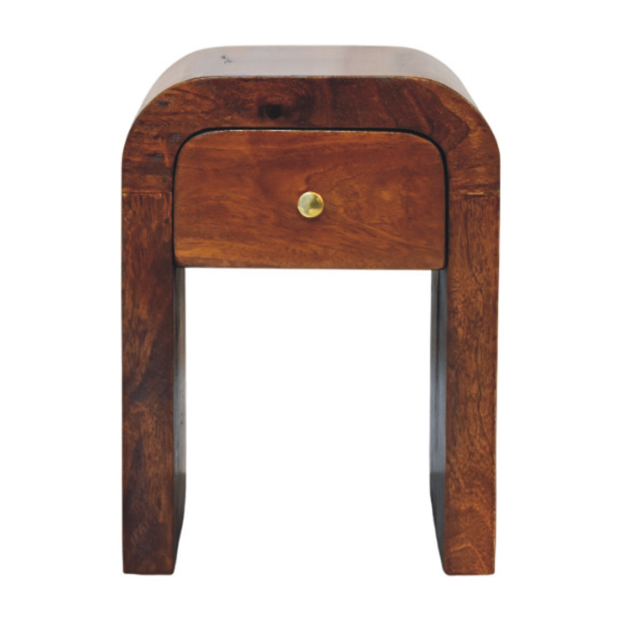 Mini Darcy Chestnut Nightstand with Curved Edges - product view