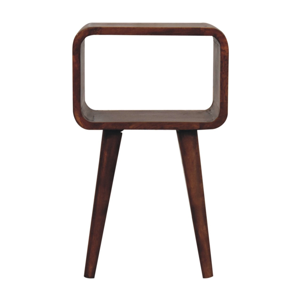Mini Honey Caramel Curved Open Bedside - product view
