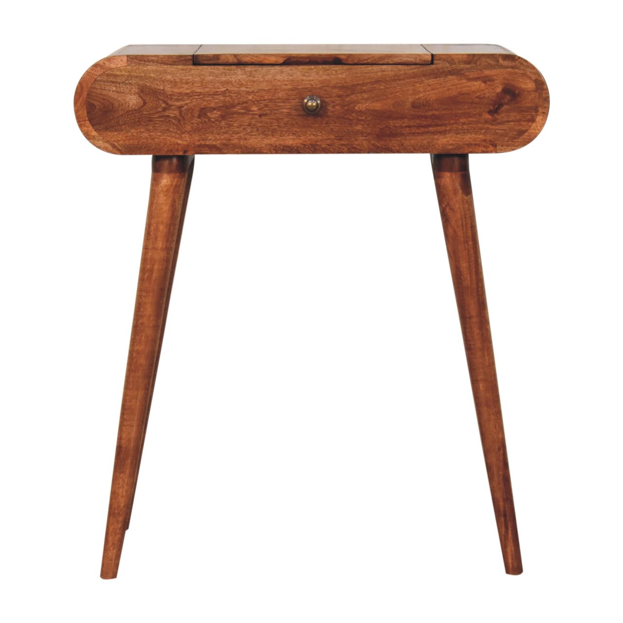 Mini Honey Caramel Dressing Table with Foldable Mirror - product view
