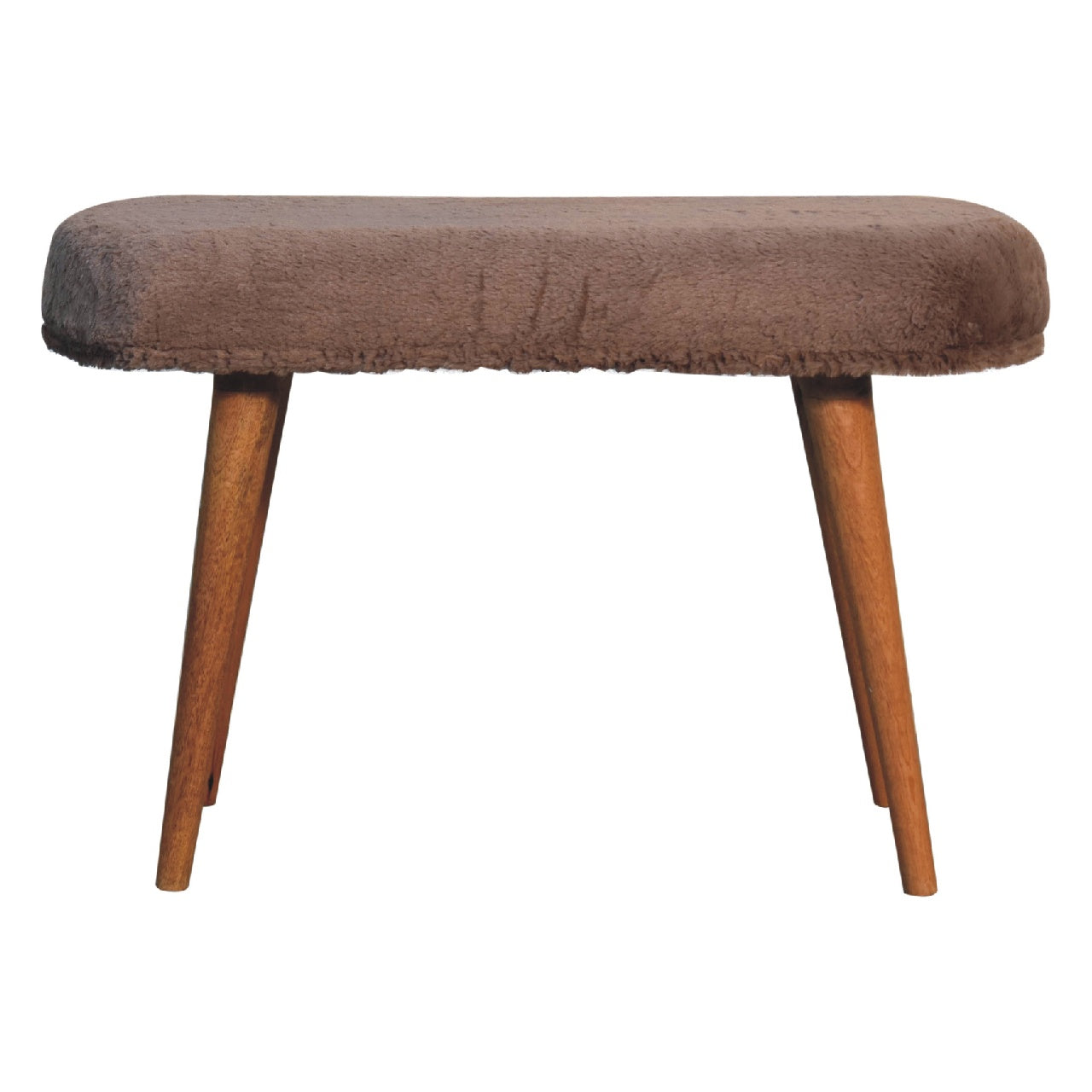 Mocha Faux Fur Fabric Bench - product view