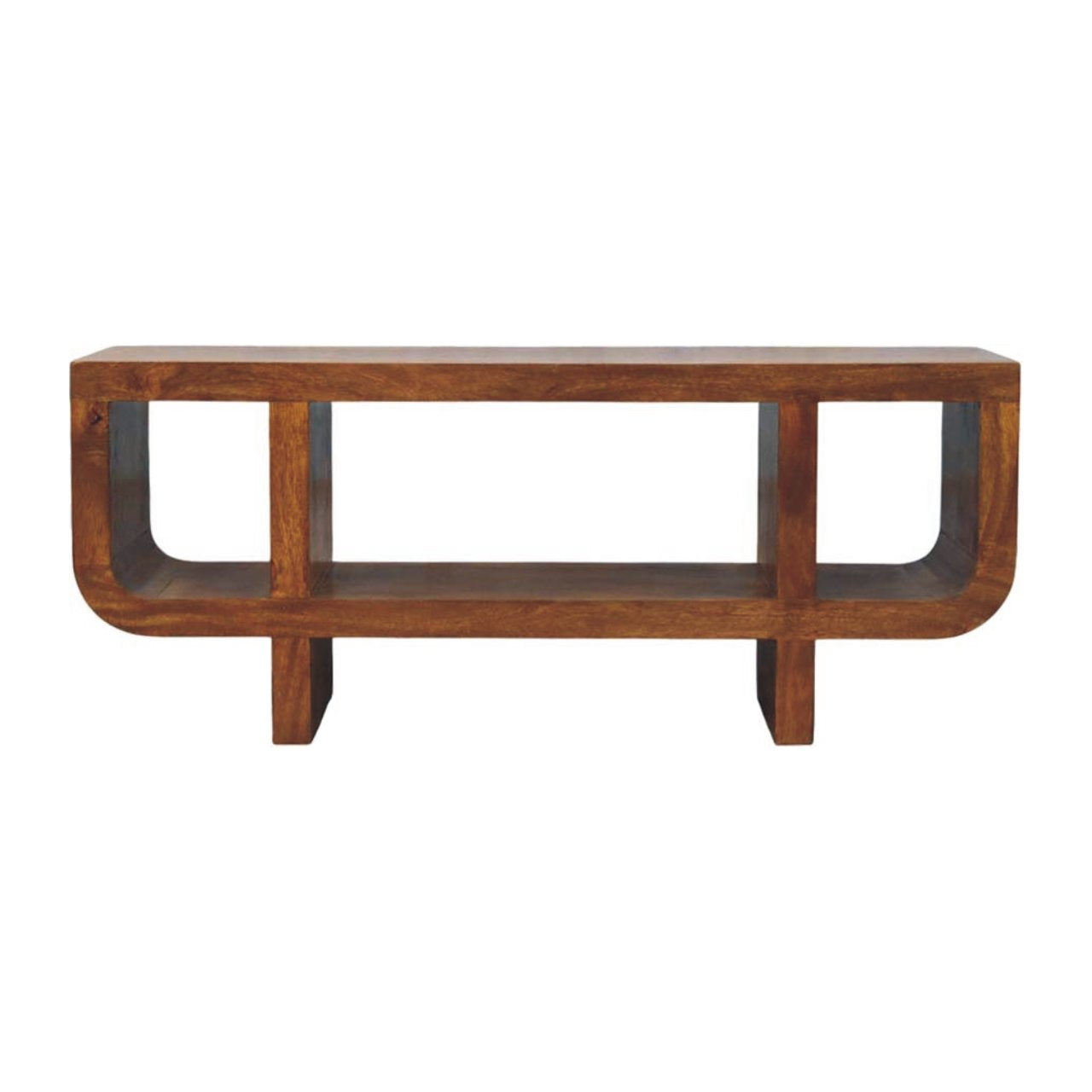 Orion Curved Chestnut Media Unit - product view
