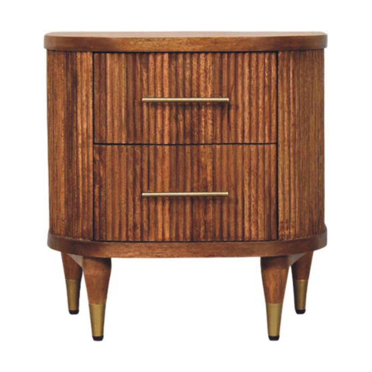Ribbed Bedside with Brass Accents - product view