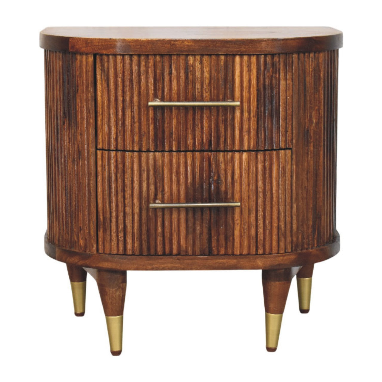 Ribbed Bedside with Brass Handles - product view