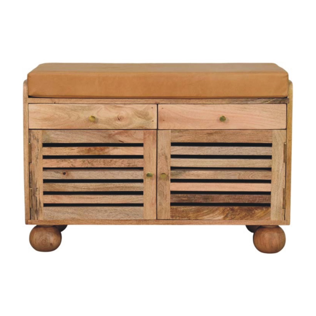 Shutter Oak-ish Shoe Rack with 2 drawers - product view