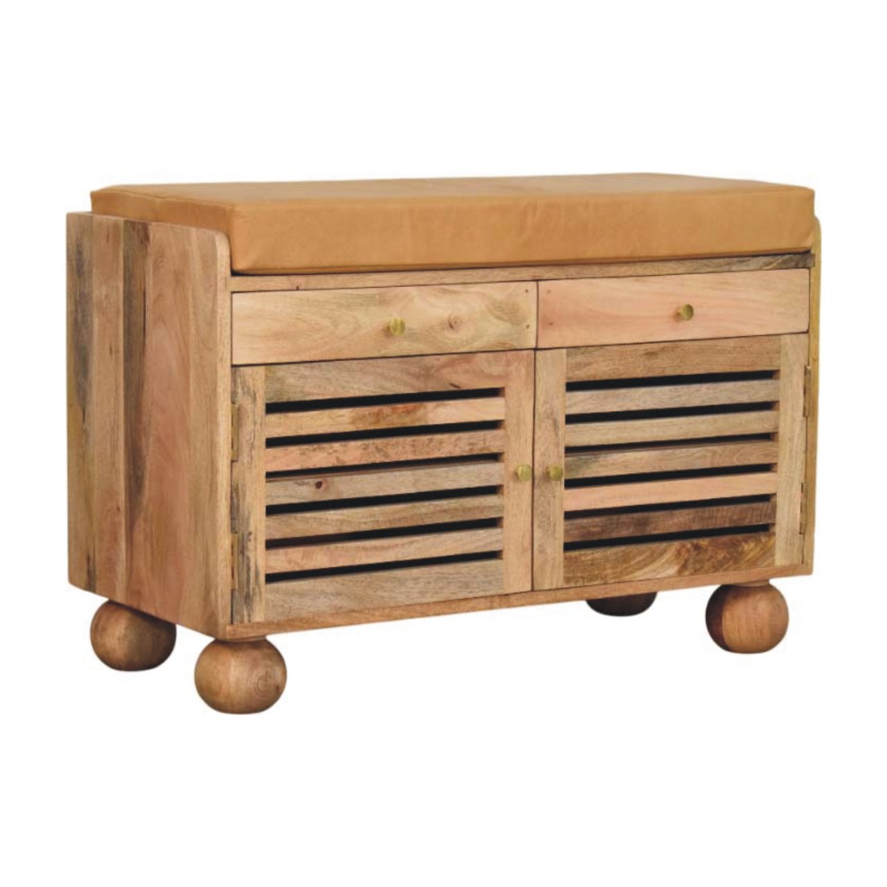 Shutter Oak-ish Shoe Rack with 2 drawers - verified alternate view 3