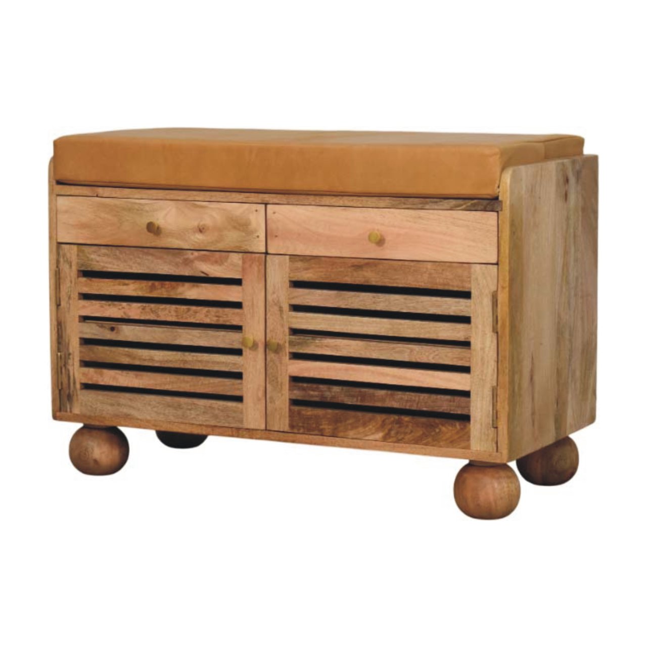 Shutter Oak-ish Shoe Rack with 2 drawers - verified alternate view 4