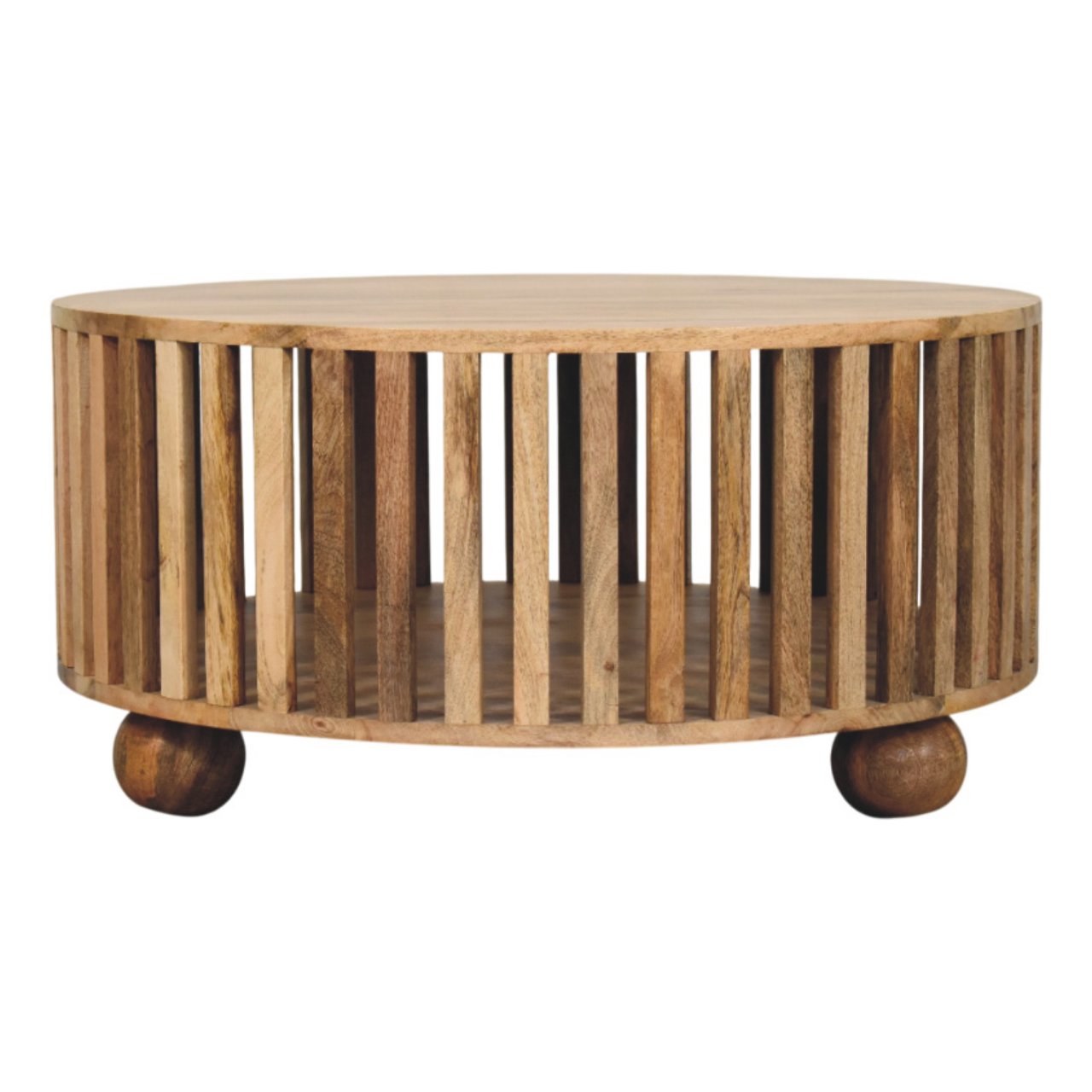 Slatted Round Oak-ish Coffee Table - verified alternate view 3