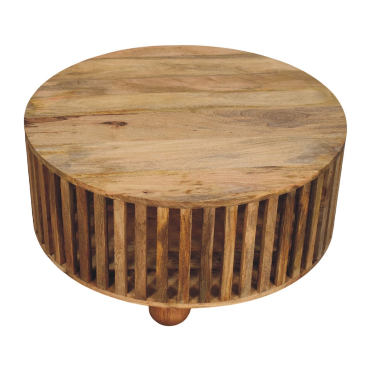 Slatted Round Oak-ish Coffee Table - verified alternate view 4
